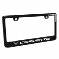 Ipick Image Black Real 3k Carbon Fiber Finish Abs Plastic License Plate Frame For Chevrolet Corvette C7 In 3d