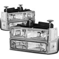 Dna Motoring Hl-oh-8p-c10-3g-ch-cl1 Headlight Assembly Driver Passenger Side Chrome Housing Clear Corner 