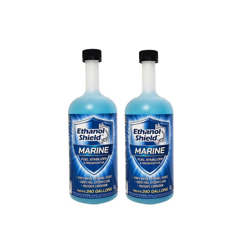 Ethanol Shield Marine Fuel Stabilizer Preservative 2 Pack 2-24 Oz Bottles Full Cleaner Injector Removes Water- Protects System