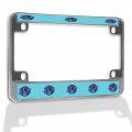 Fastasticdeals Metal Insert Bike License Plate Frame Running Greyhound Weatherproof Motorcycle Accessories Chrome 4 Holes Solid 