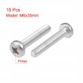 Uxcell M6x35mm Machine Screws Pan Phillips Cross Head Screw 304 Stainless Steel Fasteners Bolts 15pcs