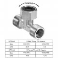 Uxcell Pipe Fitting Tee G1 2 Male To 1 Female Thread 3 Way T Shape Swivel Nut Hose Adapter Connector Nickel-plated Copper