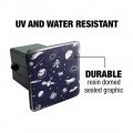 Space Pattern With Stars Planets Aliens Astronauts Spaceships Dogs Tow Trailer Hitch Cover Plug Insert