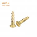 Uxcell Brass Wood Screws 40pcs M2 5 X 12mm Slotted Drive Flat Head Self Tapping Screw Countersunk For Woodworking Furniture