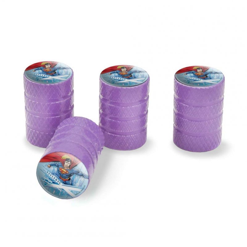 Superman Solitude Tire Rim Wheel Aluminum Valve Stem Caps Purple 4 Pieces For Passenger Cars Vans And Trucks Fits Schrader