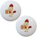 Set Of 2 Chicken Egg Ceramic Cabinet Drawer Knobs 