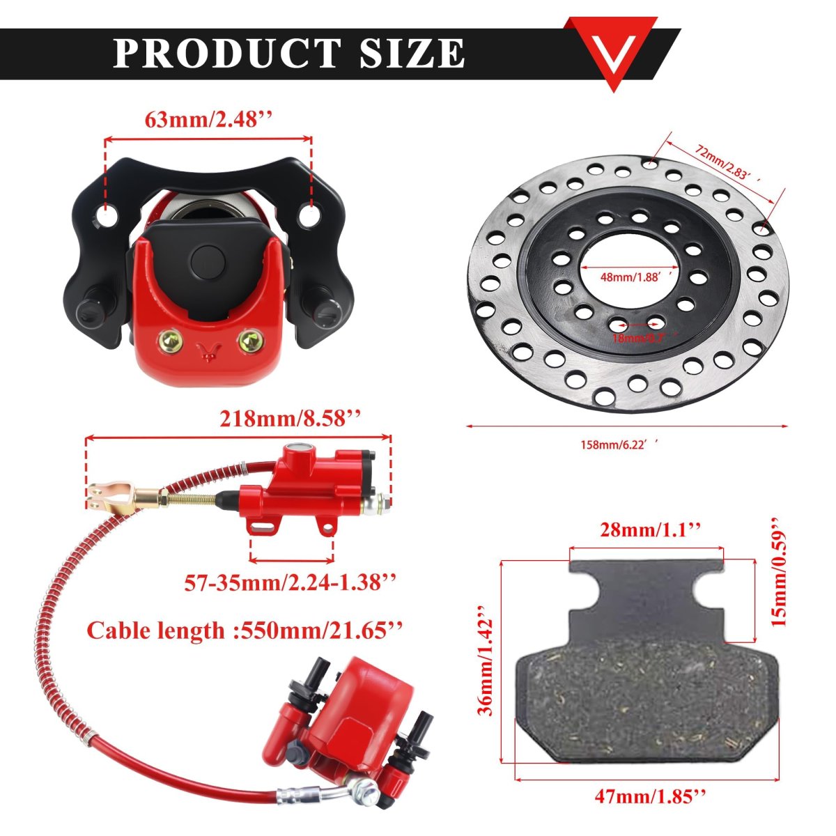 Rear Brake Master Cylinder Caliper With Pad Assembly For 50cc 70cc 90cc 110cc 125cc Chinese Quad Atv Kids Four Wheeler Taotao