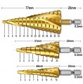 4pcs Bits Set Fonture 3pcs Spiral Step Drill And 1pc Automatic Center Pin Punch 4-12 4-20 4-32 Hss Grooved Drilling Reaming
