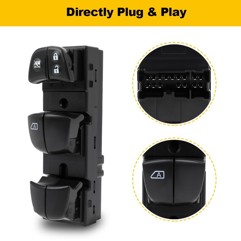 Power Window Switch Front Left Driver Side 3-16 Pins Replcaement For Nissan Altima 2013-2018 Replaces 254013ta5a