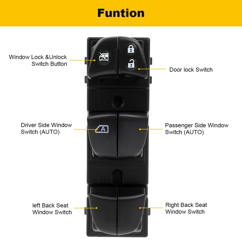 Power Window Switch Front Left Driver Side 3-16 Pins Replcaement For Nissan Altima 2013-2018 Replaces 254013ta5a