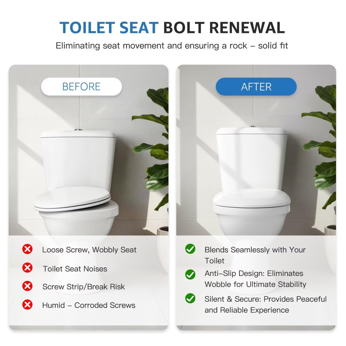 Universal Toilet Seat Screws Kit 4 Pack Expanding Rubber Nuts And Stainless Steel Bolts For 14 To 16mm Holes Top Fix