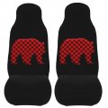 Teery-yy Red Black Buffalo Check Plaid Tartan Bear Scottish Pattern Car Seat Covers 2 Pcs Front Protector Cover Cushion Auto 