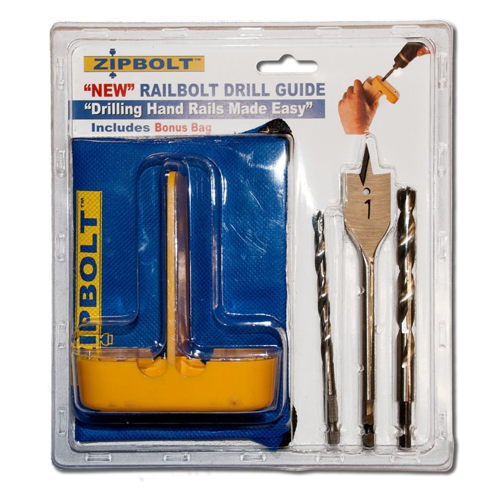 Railbolt Drill Guide 40 260 Installation Jig For Staircase Handrails With 1 4 3 8 Bits And In Spade Bit