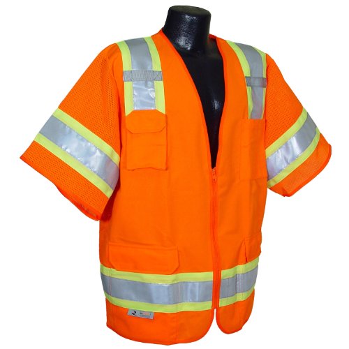 Radians Sv63o4x Polyester Class 3 Two Tone Surveyor Safety Vest 4x-large Orange