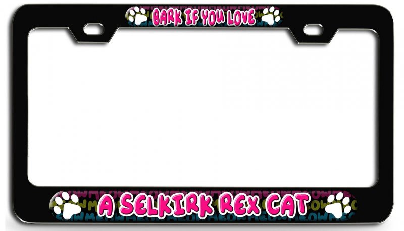 Bark If You Love A Selkirk Rex Cat 3d Metal License Plate Frame Black Heavy Duty Steel Tag Holder For Auto Suv And Truck