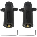 2 Pack Ip68 Waterproof 7 Pin Trailer Plug Detachable Way Round Connector For Side Wiring Harness Heavy Duty Housing With Brass 