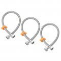 Faucet Supply Line Connector 3pcs G1 2 Female X 20 Inch Long Braided 304 Stainless Steel Water Hose Silver Tone 