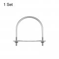 Uxcell Round U-bolts 112mm 4 41 Inner Width 140mm Length M8 304 Stainless Steel U Clamp Bolt With Nuts Washers And Plates For