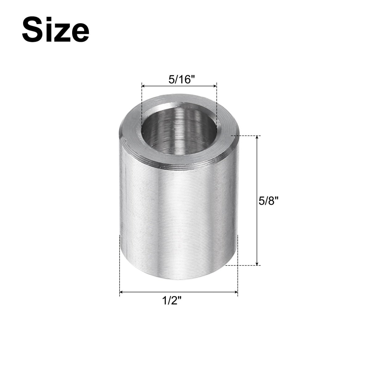 5 Pcs Stainless Steel Spacer 16 Bore X 1 2 Od 8 Length Screw Bushing Plain Finish Round Metal For Screws Bolts And Rods