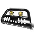 Compatible With Ford Super Duty Excursion 3 Inches Black Bull Bar 6 Chrome Housing Amber Lens Fog Lights