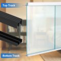 Plastic Upper And Lower Window Sliding Track Set For Glass Cabinet Closet Door 3 Sets Black Fits 1 8 In Thick Panel Ft Length