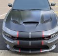 Hecasa Hood Scoop Bezel Compatible With 2015-2020 Charger Srt Hellcat Grille Trim Black Sides Not Fit 2021 Models Center Grille