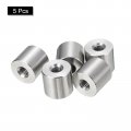 Uxcell 5pcs M6 Round Connector Nuts 304 Stainless Steel Coupling 15mm 0 6 Length Sleeve Rod Bar Stud Nut For Bracket M6x15x16mm