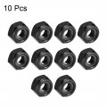 Uxcell Hex Lock Nuts M10 X 1 5mm Carbon Steel Nylon Insert Self-locking For Fasteners 10pcs Black