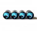 Dolphin Emoji Tire Valve Stem Caps Black Aluminum Set Of Four 