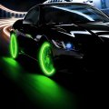 Ford Thunderbird Glow In The Dark Tire Valve Caps Black Green Luminous Abs Plastic Stem Set Of 4 Universal Fit For Cars Trucks 