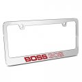 Ford Mustang Boss 302 In Red 3d Embossed Letters On Mirror Chrome Metal License Plate Frame