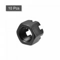 Uxcell M18x1 5mm Hexagon Slotted Nut Grade 4 8 Carbon Steel Hex Castle Nuts Black 10pcs