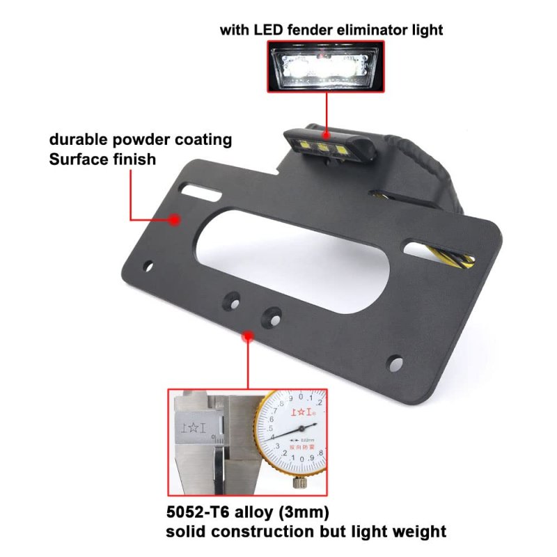 Fender Eliminator For Polaris Slingshot Base Sl Le Slr Gt 2015 To 2026 Black Aluminum Alloy With Led License Plate Light And