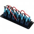 X Autohaux 6 Gang Rocker Switch Panel 3 Pin On Off Pre-wired Toggle Control Waterproof Aluminum Alloy Blue Led Light Push