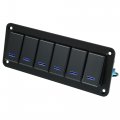 X Autohaux 6 Gang Rocker Switch Panel 3 Pin On Off Pre-wired Toggle Control Waterproof Aluminum Alloy Blue Led Light Push