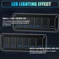 X Autohaux 6 Gang Rocker Switch Panel 3 Pin On Off Pre-wired Toggle Control Waterproof Aluminum Alloy Blue Led Light Push