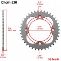Caltric Red Drive Chain And Sprockets Kit Compatible With Honda Trx250x Fourtrax 250 2x4 1987-1992