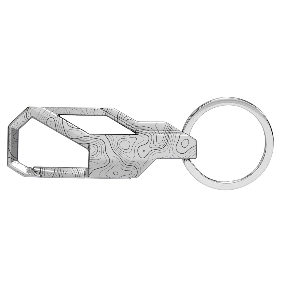 Ipick Image Car Keychain Laser Etched Topographic Silver Carabiner Style Snap Hook Metal Key Chain For Men Women