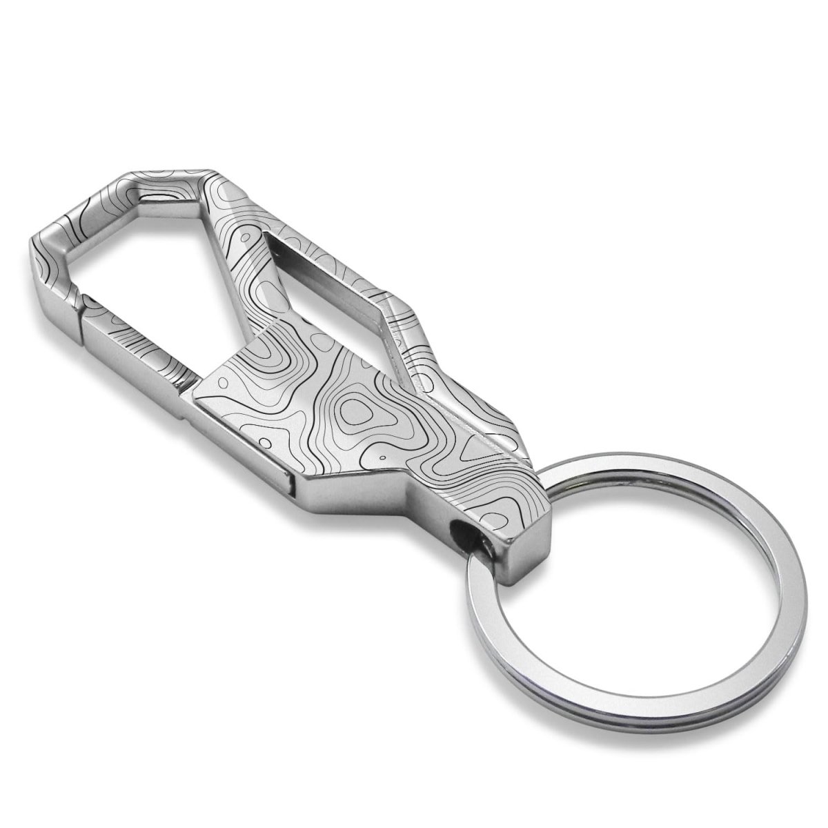 Ipick Image Car Keychain Laser Etched Topographic Silver Carabiner Style Snap Hook Metal Key Chain For Men Women