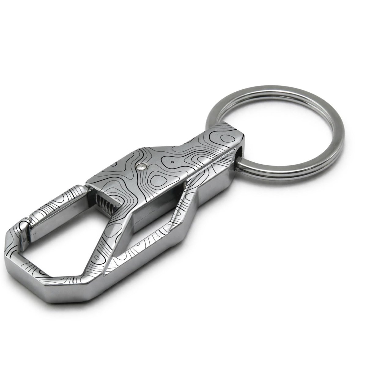 Ipick Image Car Keychain Laser Etched Topographic Silver Carabiner Style Snap Hook Metal Key Chain For Men Women