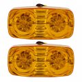2x Trailer Marker Led Light Double Bullseye Amber 12 Lights Tiger Eye Clearance Side 4x2 Rectangular Rectangle Chrome Base 12v 