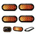 4 Pack Of Long Haul Amber 6 Oval Surface Mount Stop Tail Turn Led W Black Bezel 