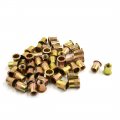 50pcs 3 8-16 Brass Tone Metal Steel Flat Head Rivet Nut Insert For Car 