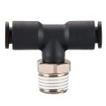 Baomain Push To Connect Fittings T Type Pt 1 4 Inch Od Tee Tube Pneumatic Quick Connectors Black Pack Of 10