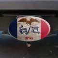 Rustic Iowa State Flag Distressed Usa Oval Tow Trailer Hitch Cover Plug Insert