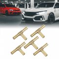 X Autohaux 8mm Hose Barb Brass 3 Way Tee Connector Adaptor For Air Water Gas Oil Pipe 5pcs
