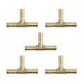 X Autohaux 8mm Hose Barb Brass 3 Way Tee Connector Adaptor For Air Water Gas Oil Pipe 5pcs