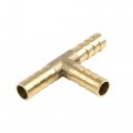 X Autohaux 8mm Hose Barb Brass 3 Way Tee Connector Adaptor For Air Water Gas Oil Pipe 5pcs