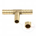 X Autohaux 8mm Hose Barb Brass 3 Way Tee Connector Adaptor For Air Water Gas Oil Pipe 5pcs