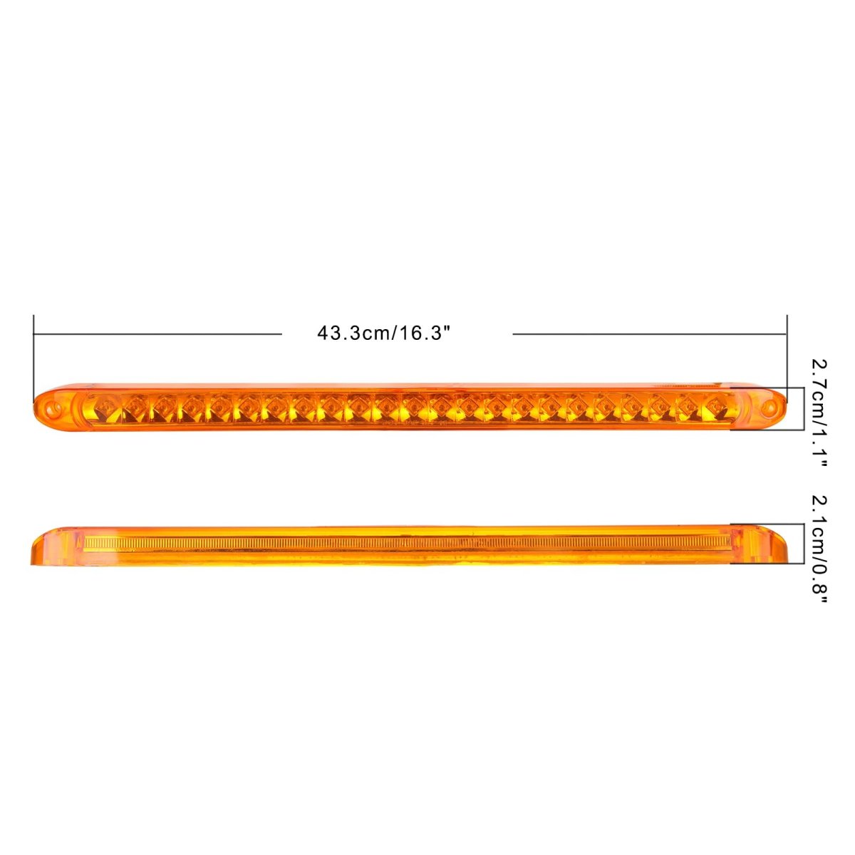 16in 23 Diodes Id Bar Stop Brake Turn Trailer Marker Light Amber Lens Universal Waterproof Clearance Side Lights For Truck Rv
